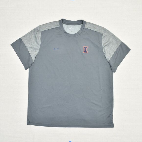 Nike Dri Fit T Shirt Men Crew Neck Short Sleeve Polyester Gray Size XL - Picture 2 of 8